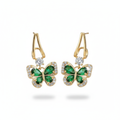 Emerald Butterfly Glam Gold-Plated Earrings