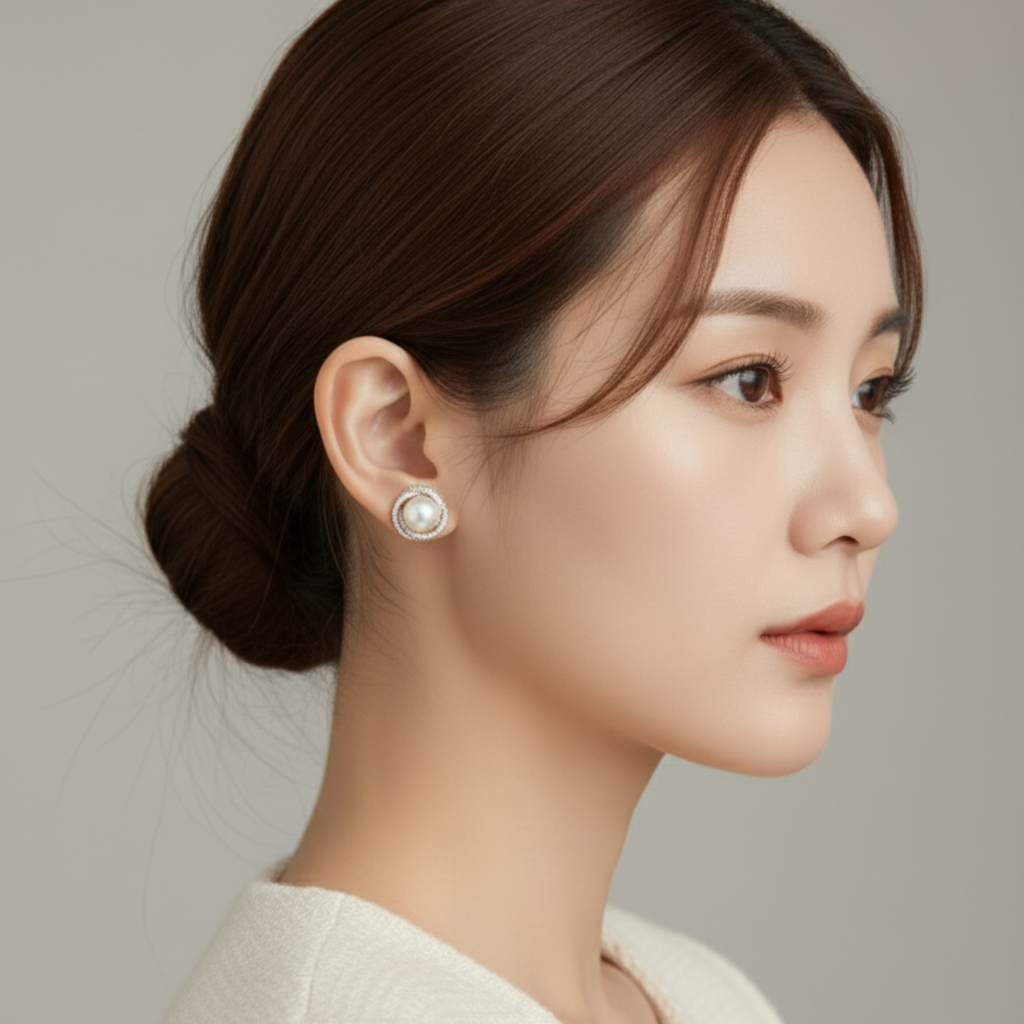 Eternal Pearl Halo Stud Earrings