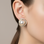 Eternal Pearl Halo Stud Earrings