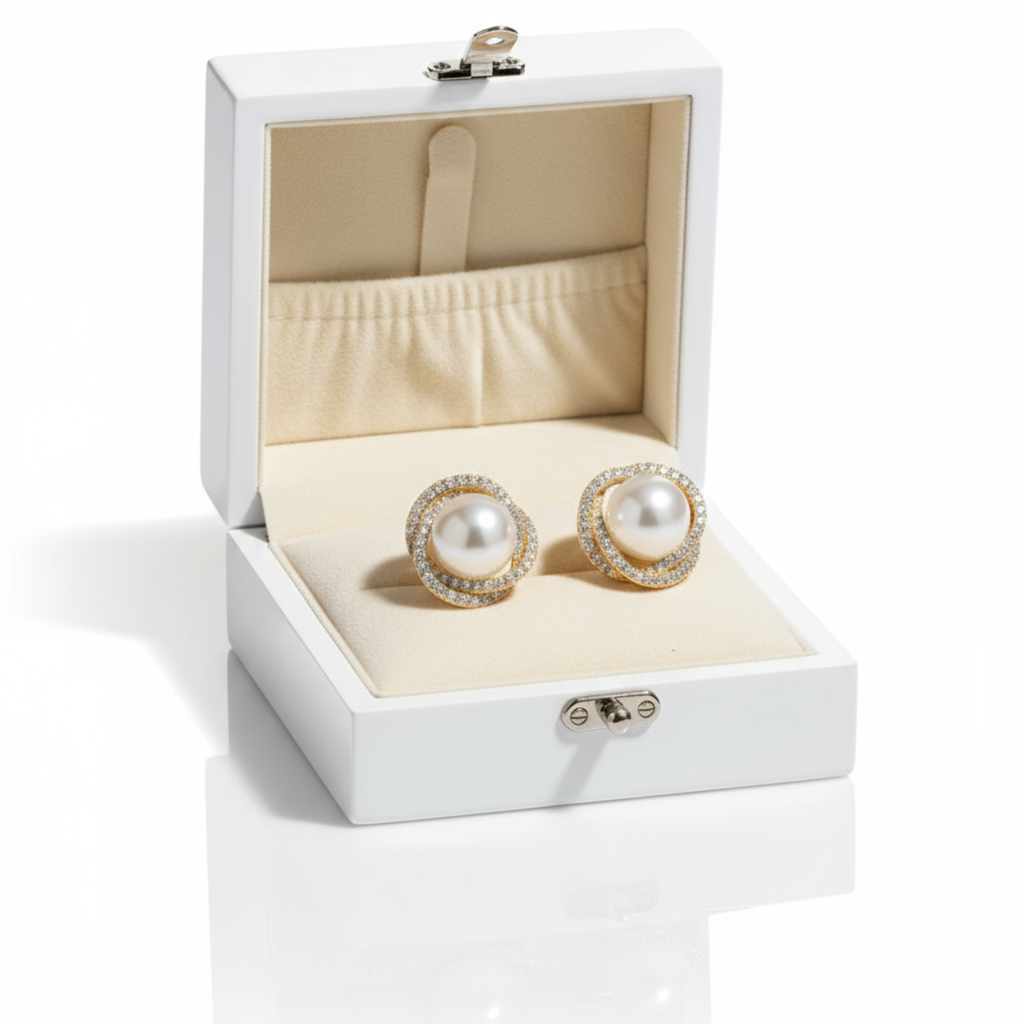 Eternal Pearl Halo Stud Earrings