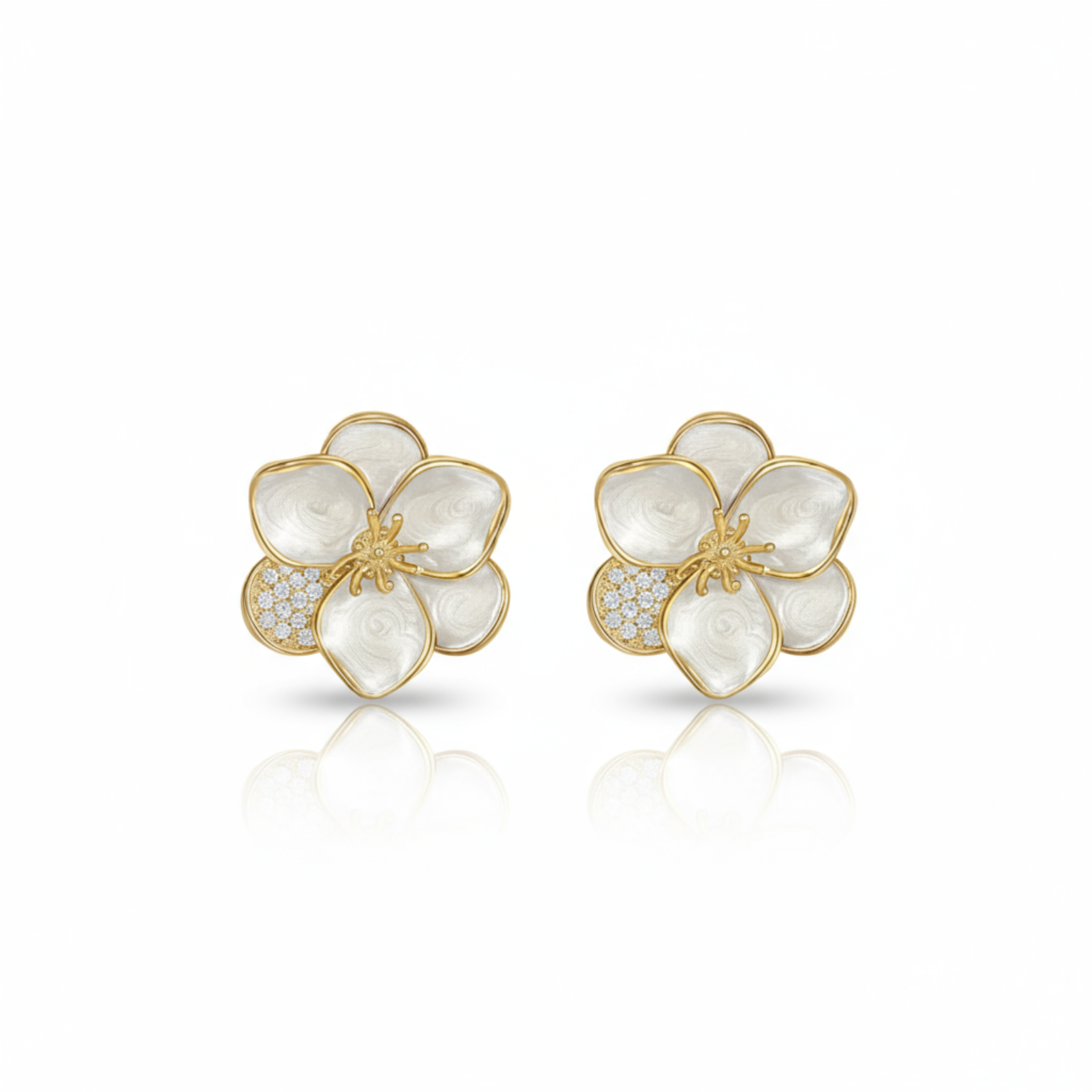 Ivory Glow Petal Cluster Stud Earrings
