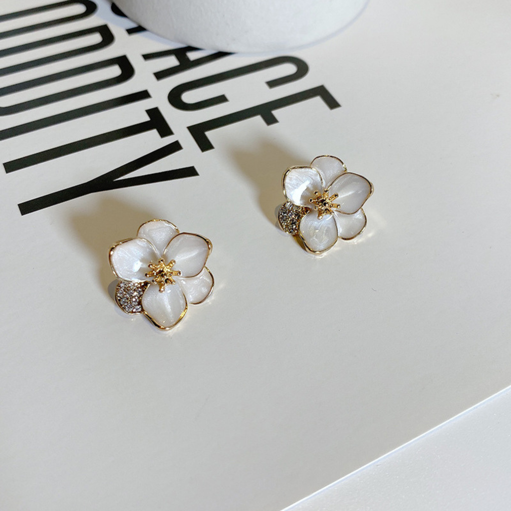 Ivory Glow Petal Cluster Stud Earrings
