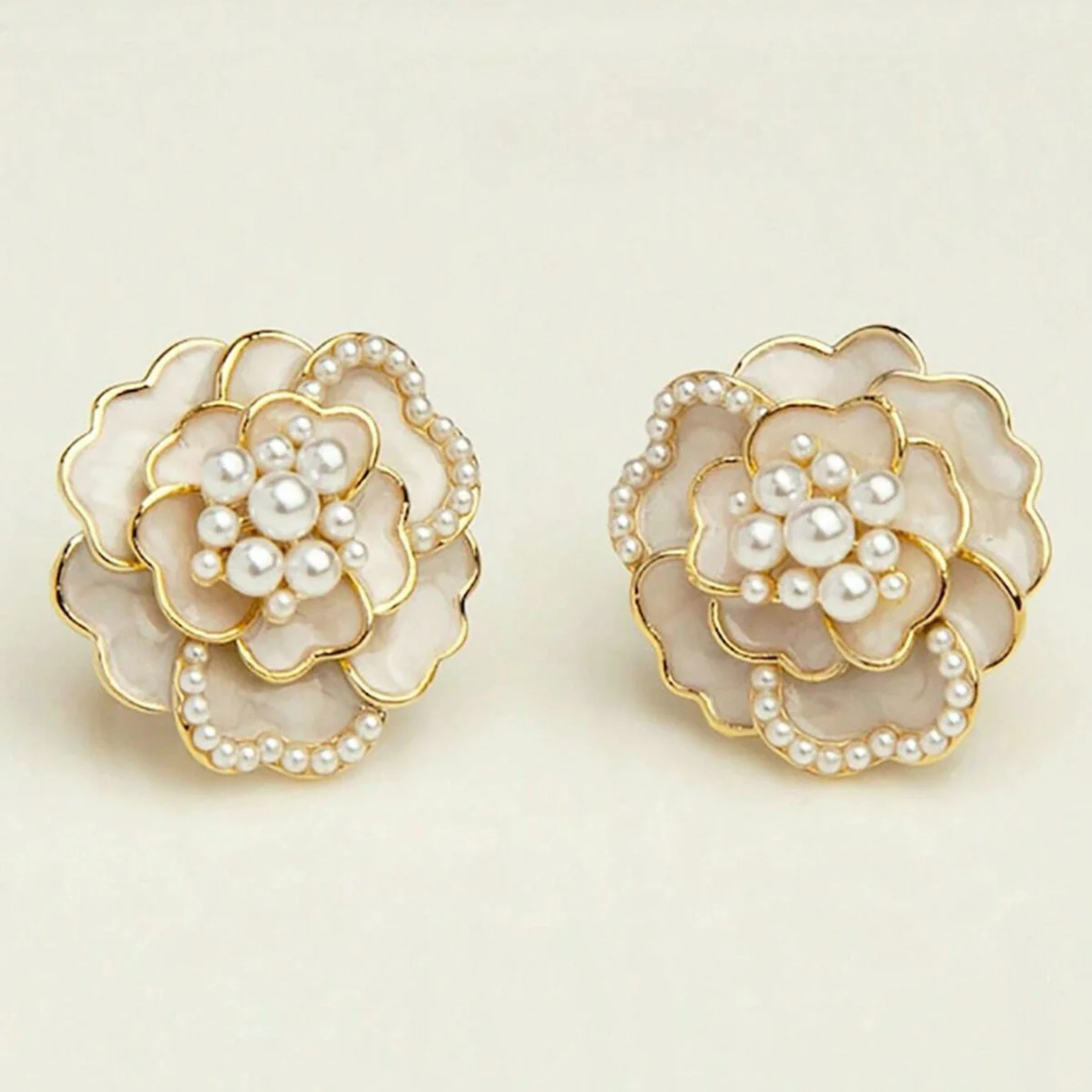 Pearl Blossom Elegance Floral Earrings