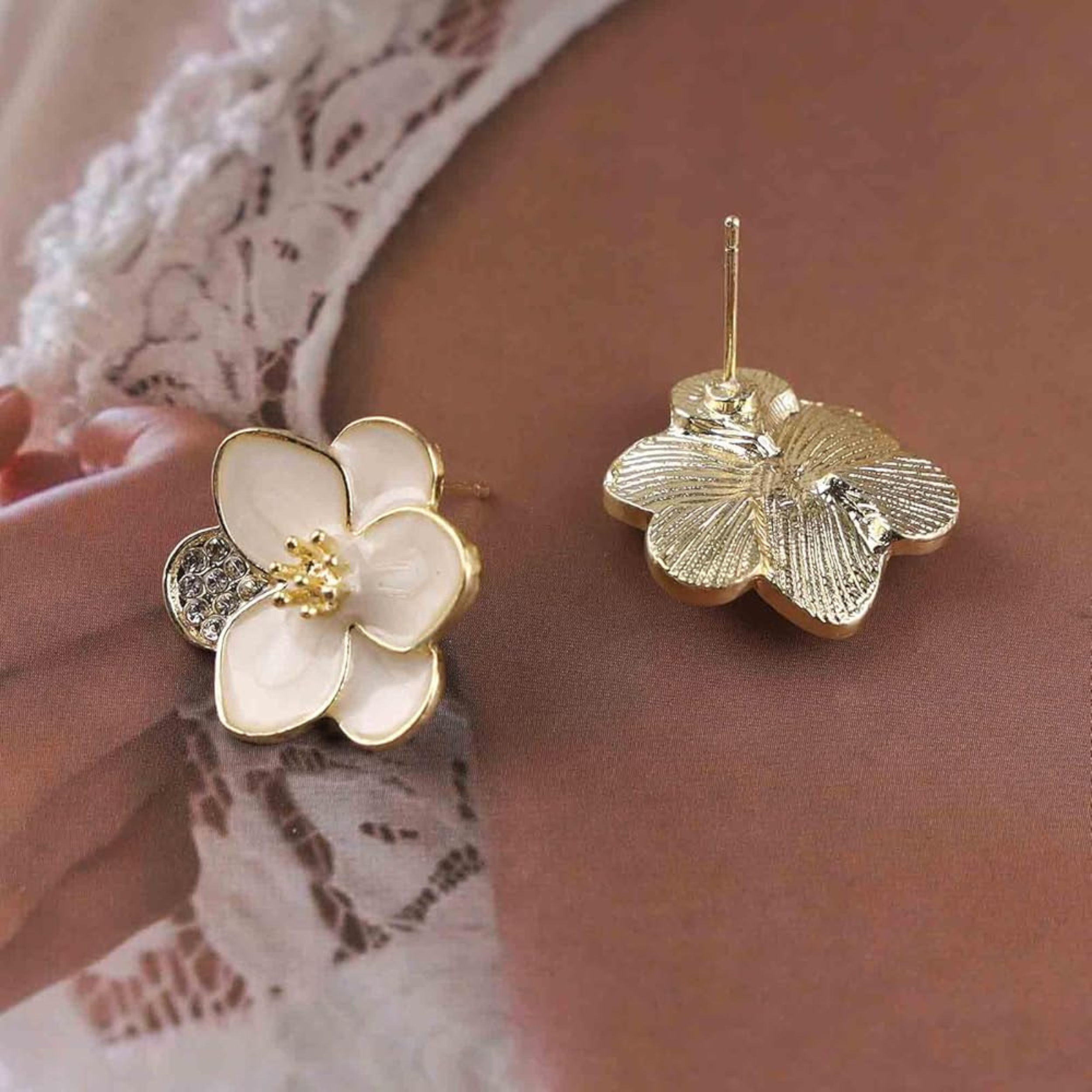 Ivory Glow Petal Cluster Stud Earrings