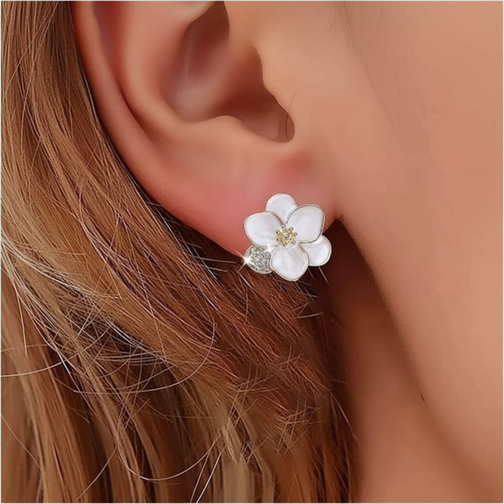 Ivory Glow Petal Cluster Stud Earrings