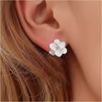 Ivory Glow Petal Cluster Stud Earrings