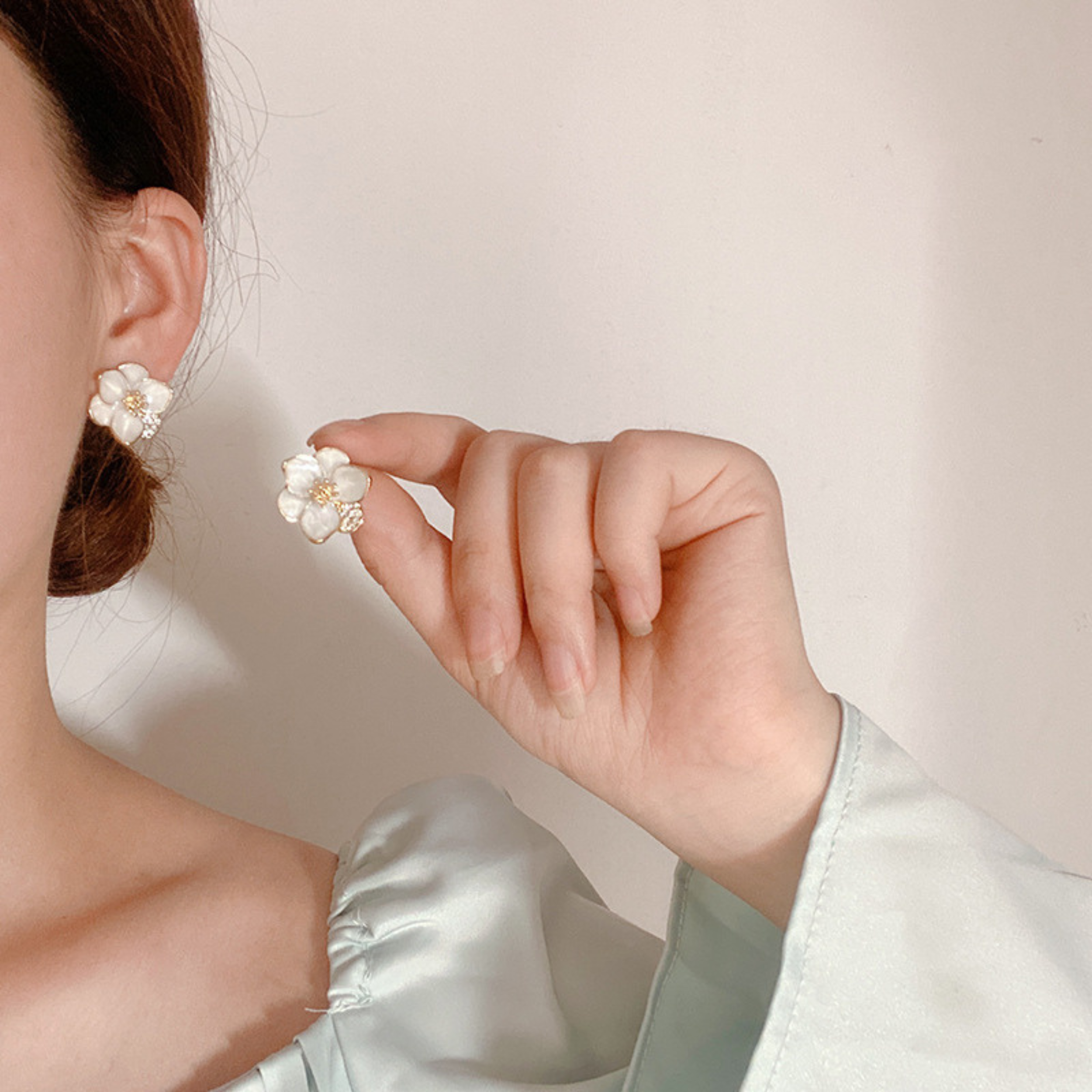 Ivory Glow Petal Cluster Stud Earrings