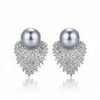 Silver Lumina Halo Fan Stud Earrings