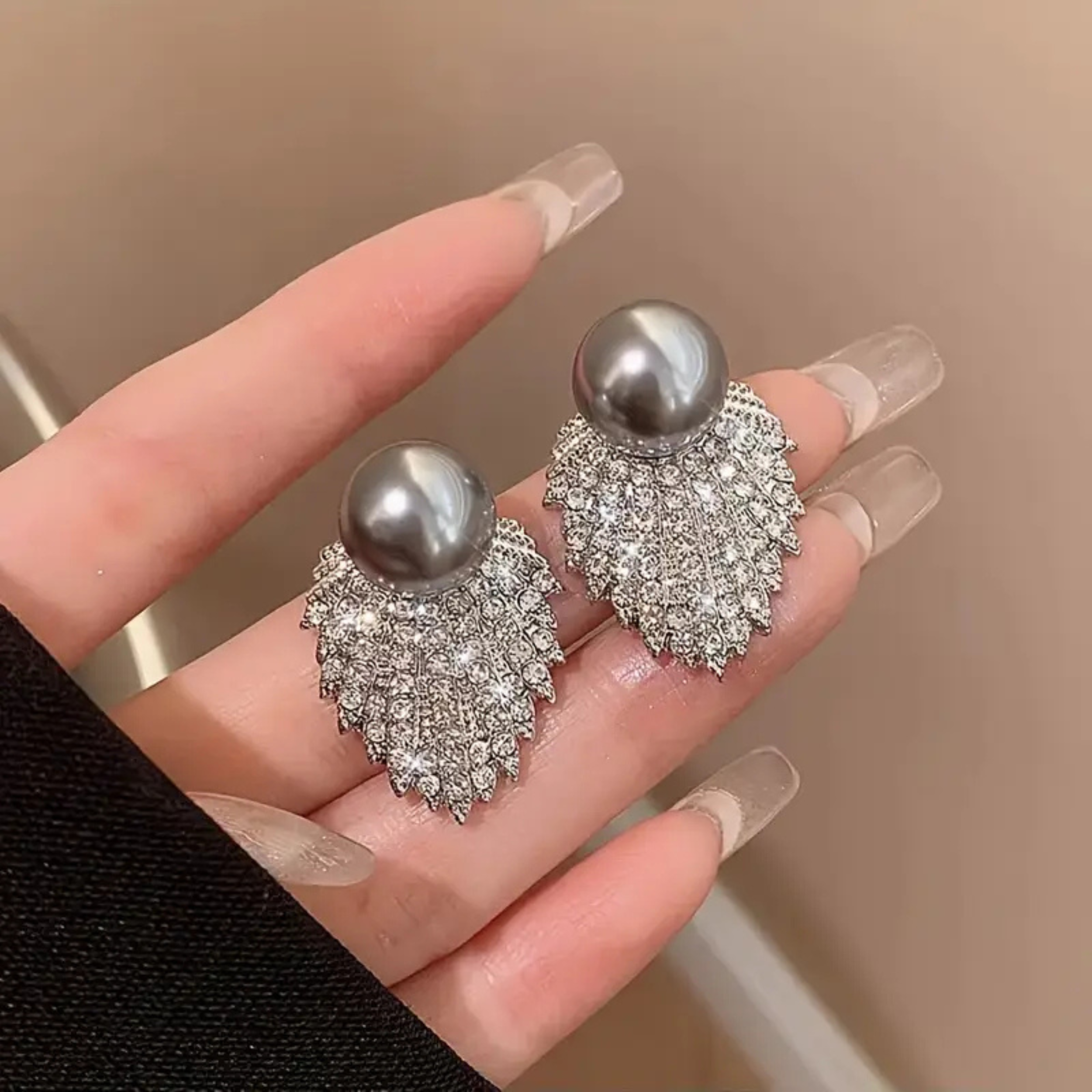 Silver Lumina Halo Fan Stud Earrings