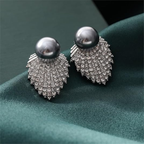 Silver Lumina Halo Fan Stud Earrings