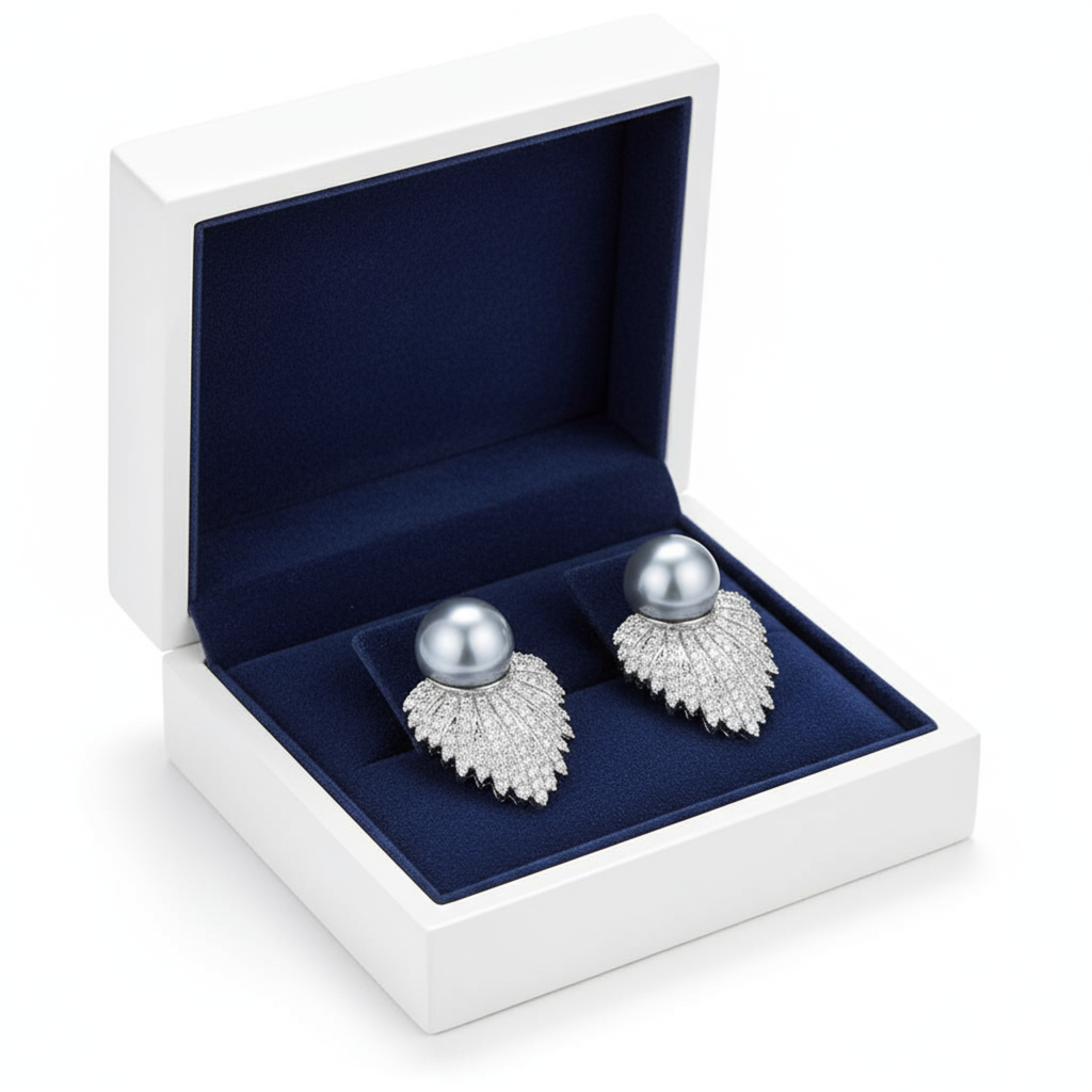 Silver Lumina Halo Fan Stud Earrings