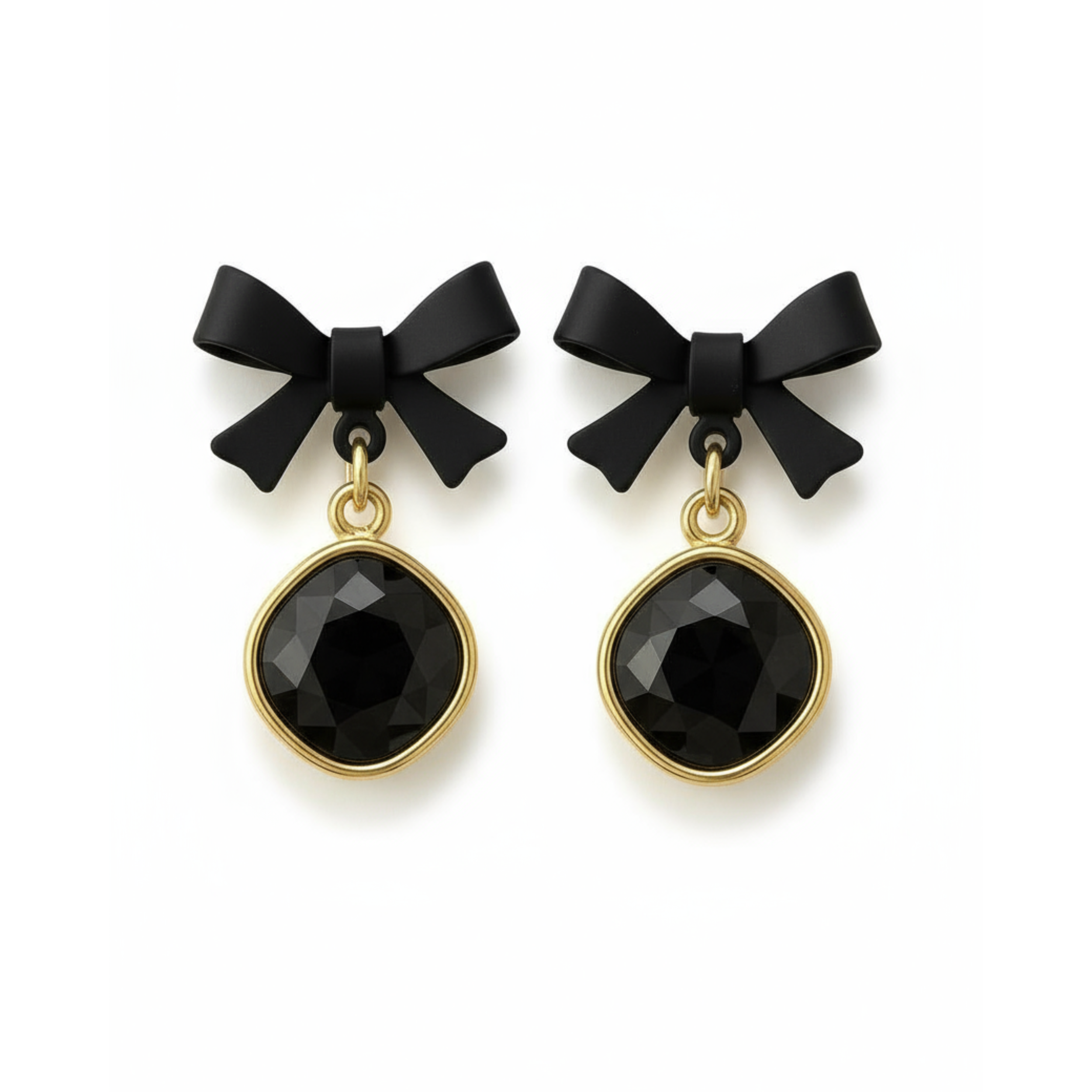 Midnight Bow Elegance Drop Earrings