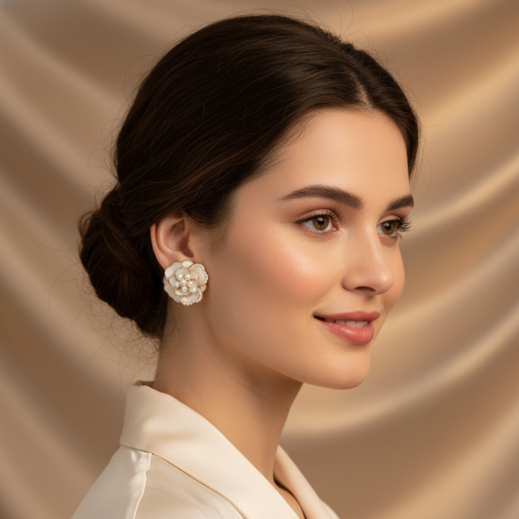 Pearl Blossom Elegance Floral Earrings