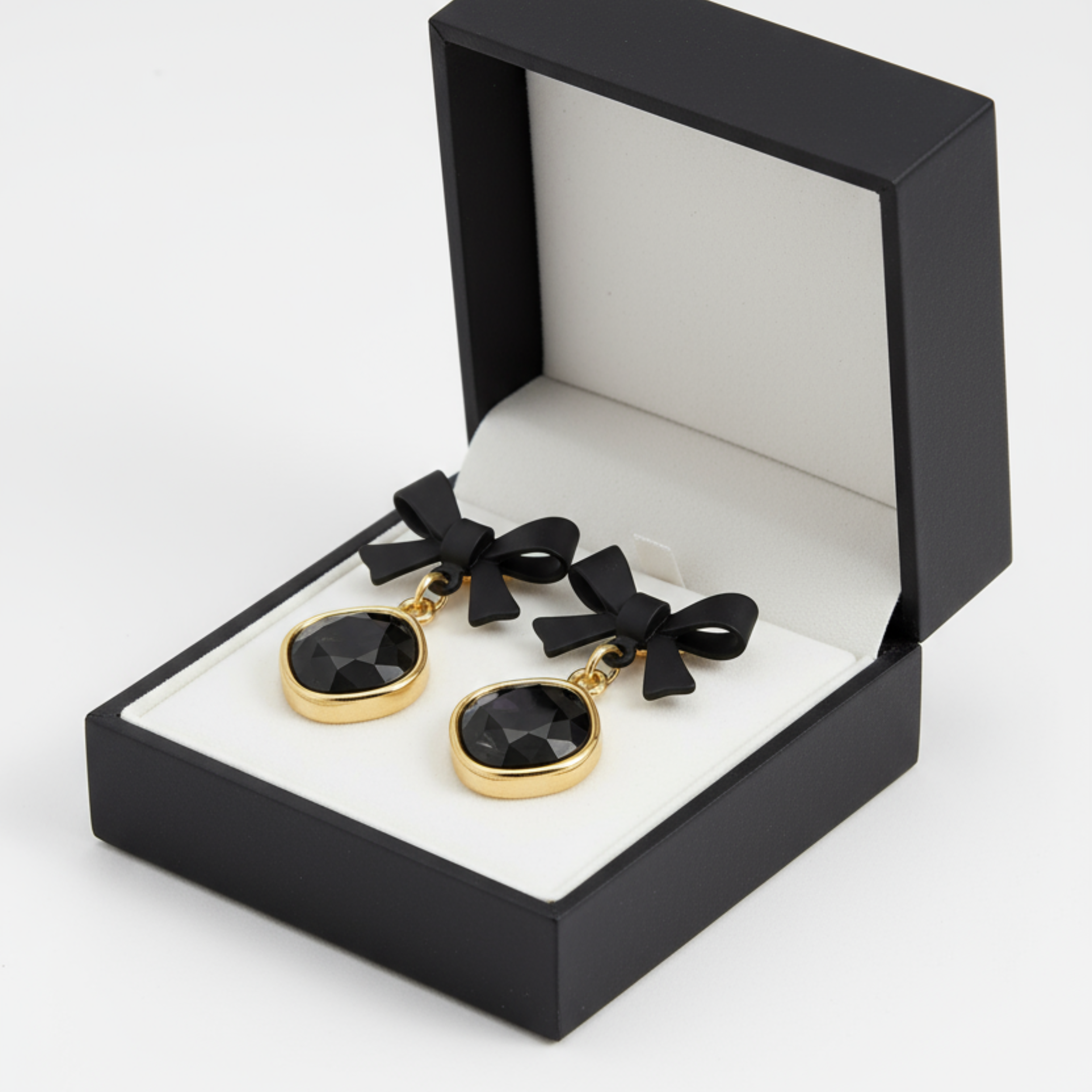 Midnight Bow Elegance Drop Earrings