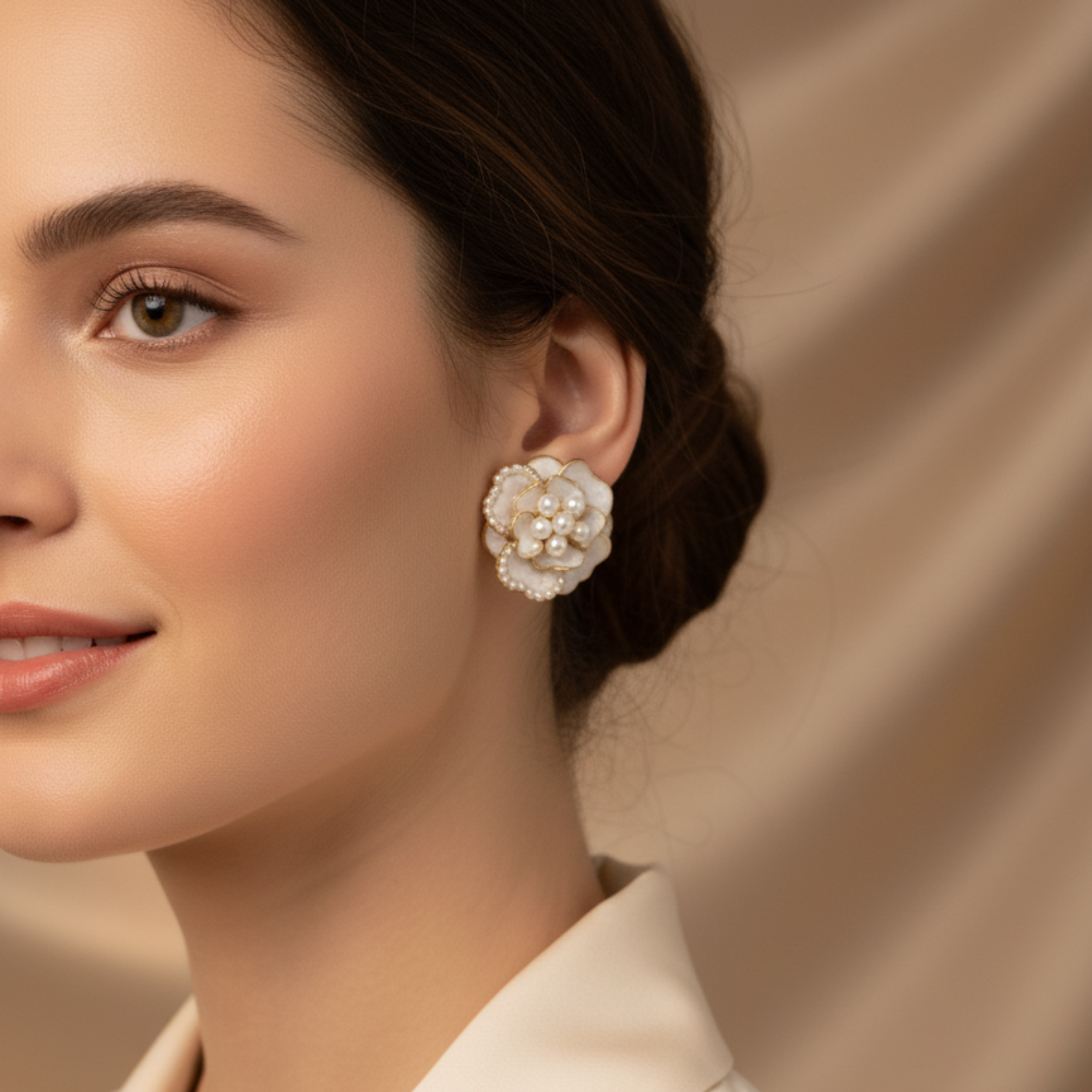 Pearl Blossom Elegance Floral Earrings