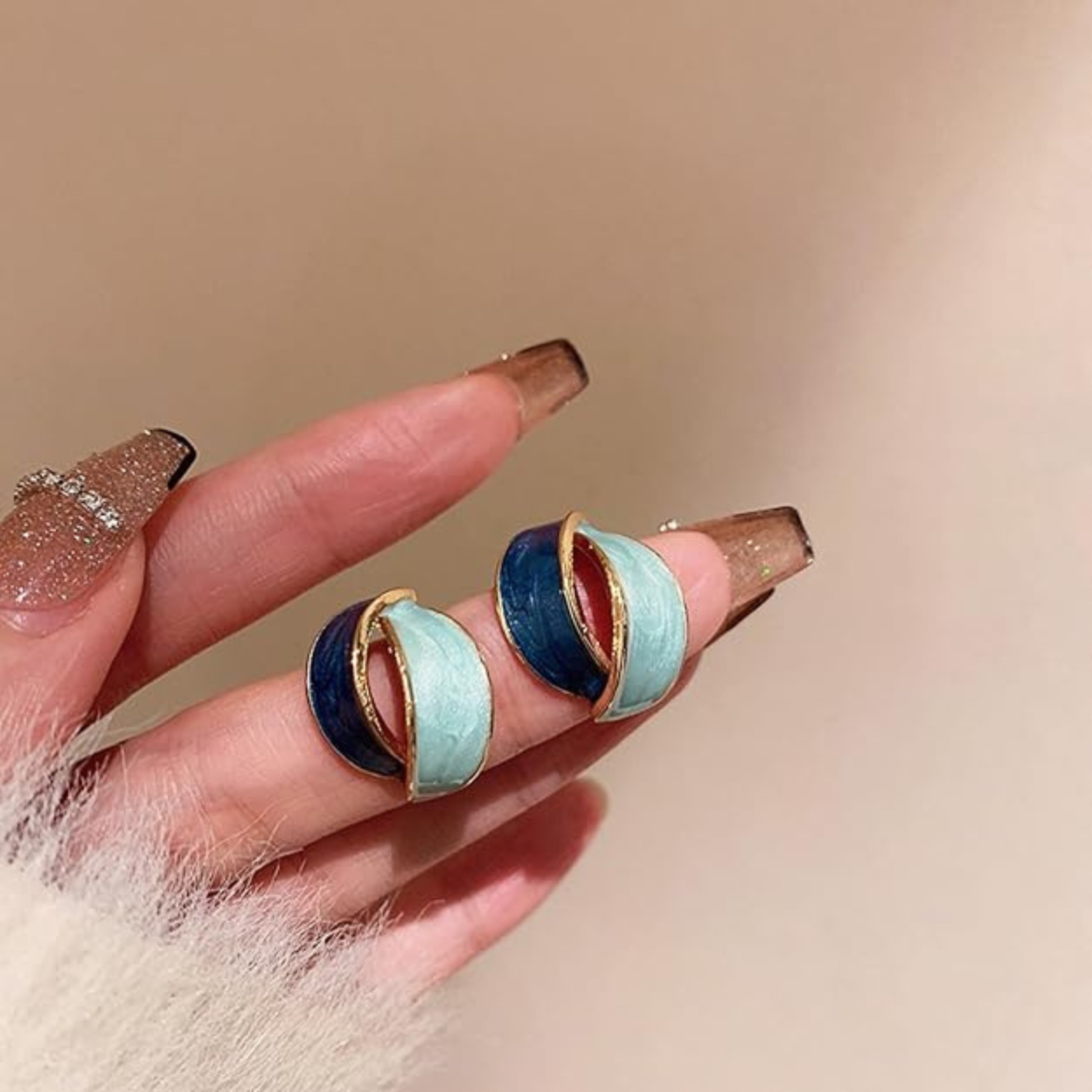 Aqua Duo Chic Hoop Earrings