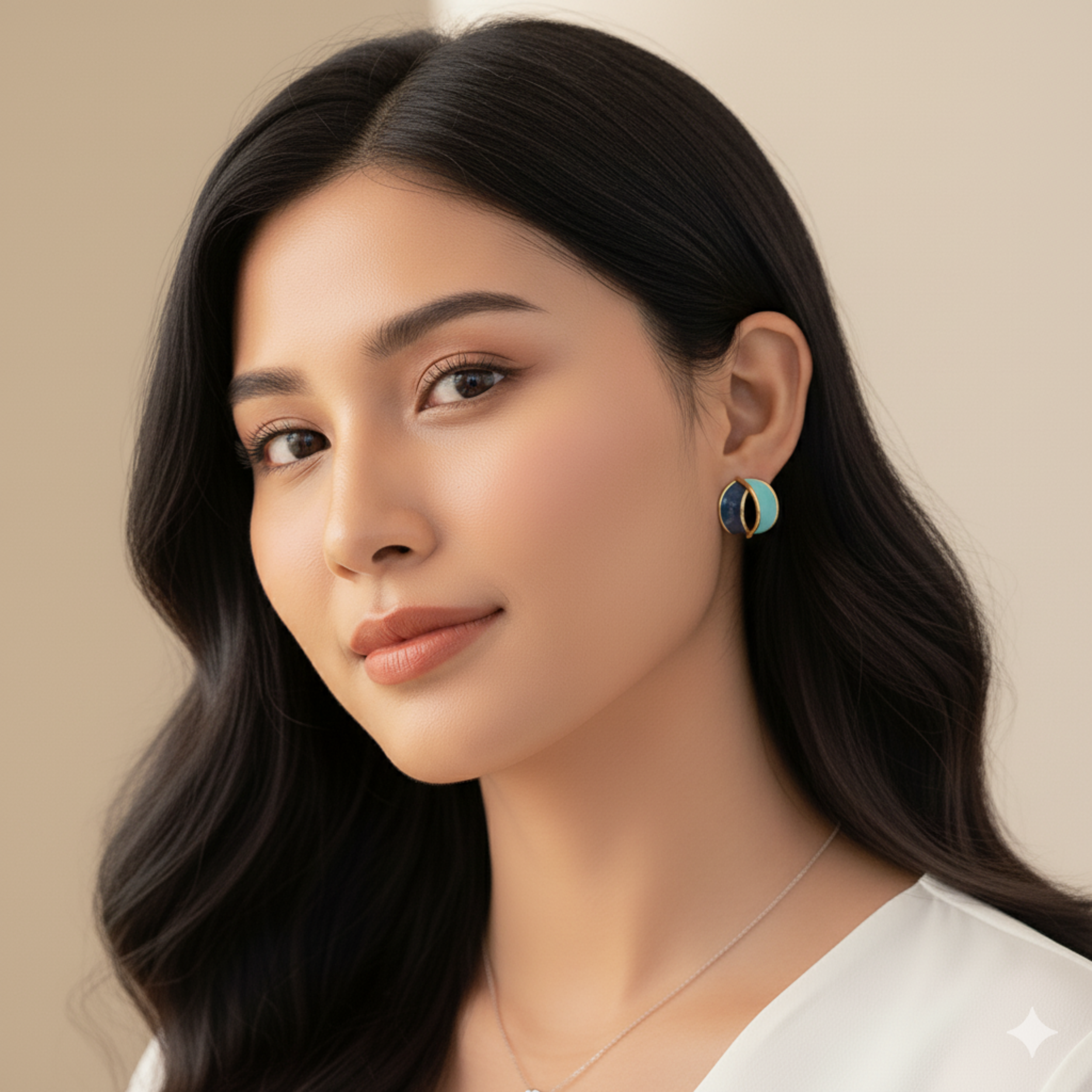 Aqua Duo Chic Hoop Earrings