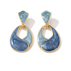 Ocean Swirl Blue Enamel Drop Earrings