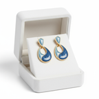 Ocean Swirl Blue Enamel Drop Earrings