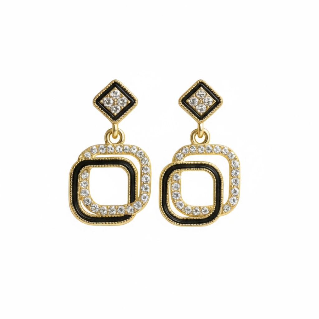 Glamour Deco Geometric Drop Earrings