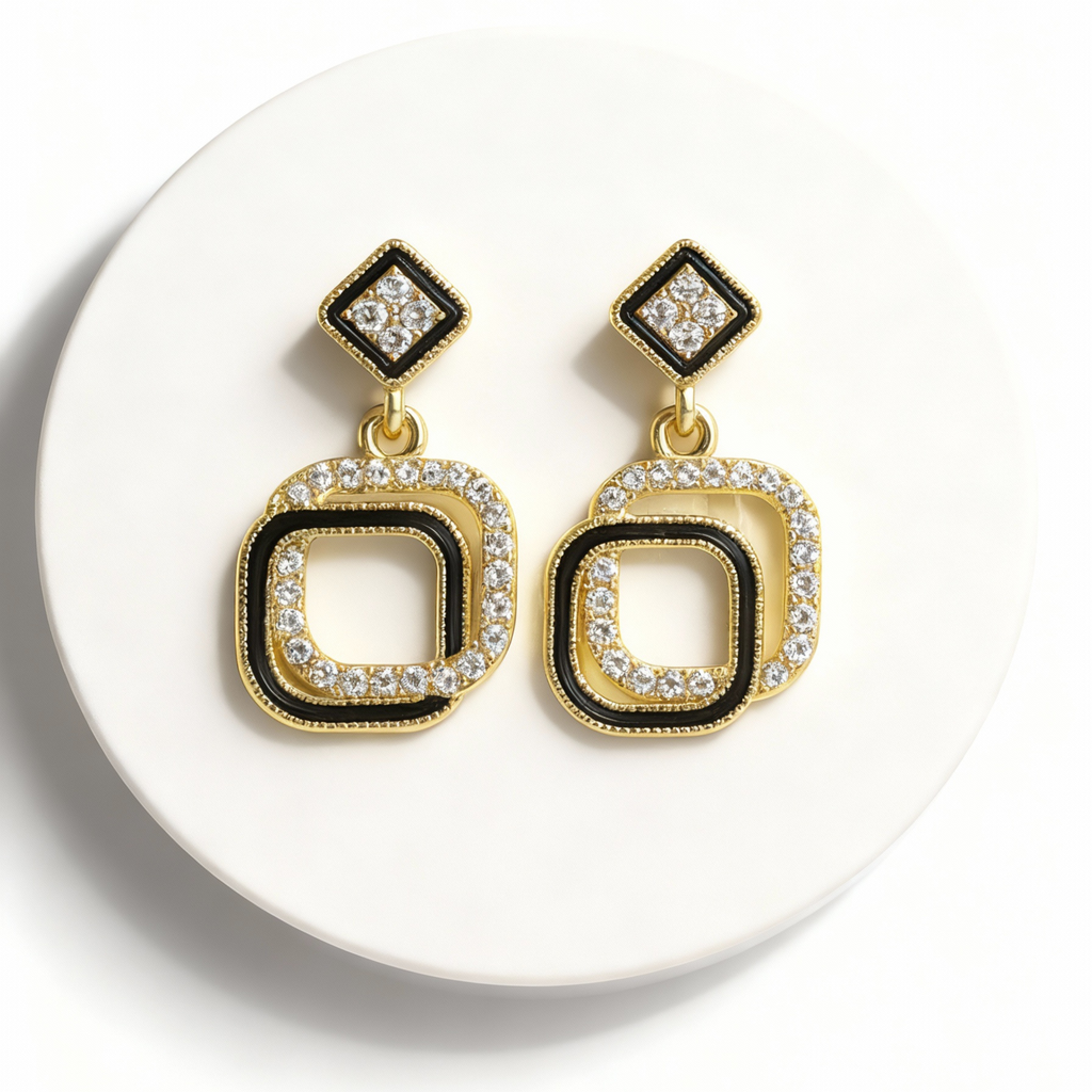 Glamour Deco Geometric Drop Earrings