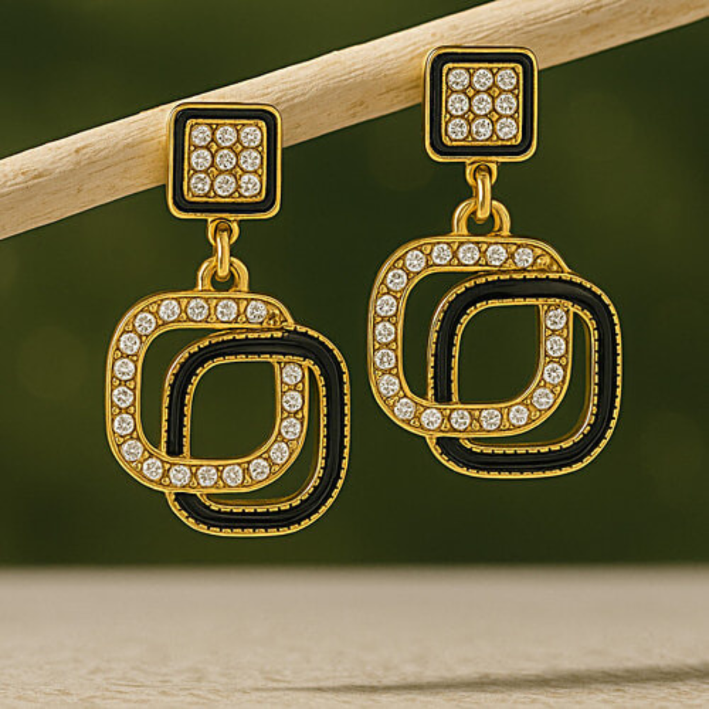 Glamour Deco Geometric Drop Earrings