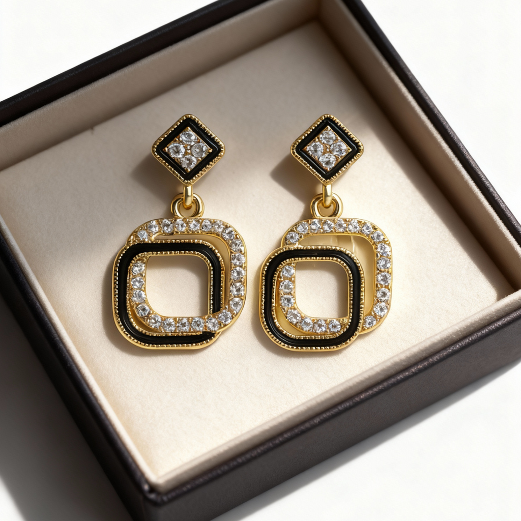 Glamour Deco Geometric Drop Earrings