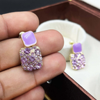 Violet Shine Statement Stud Earrings