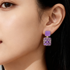 Violet Shine Statement Stud Earrings