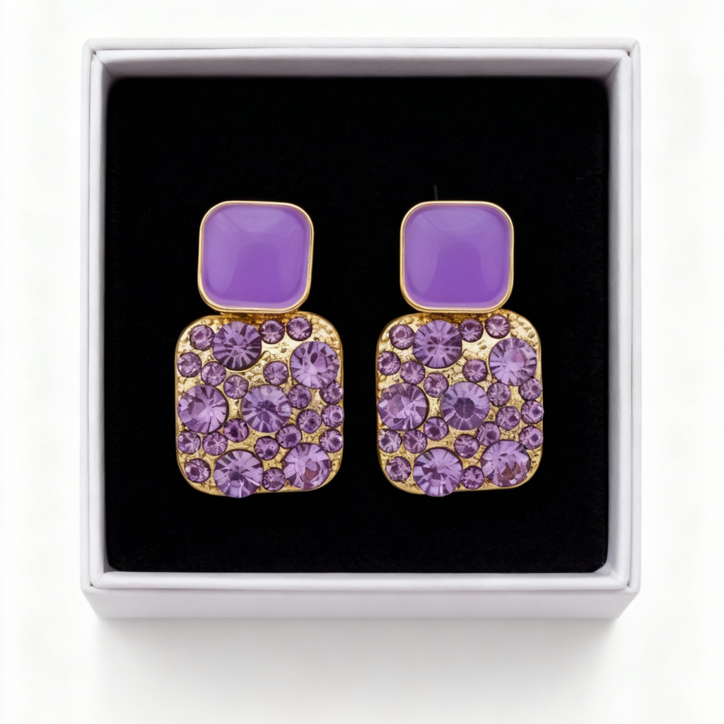 Violet Shine Statement Stud Earrings