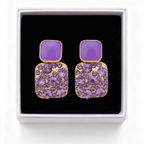Violet Shine Statement Stud Earrings