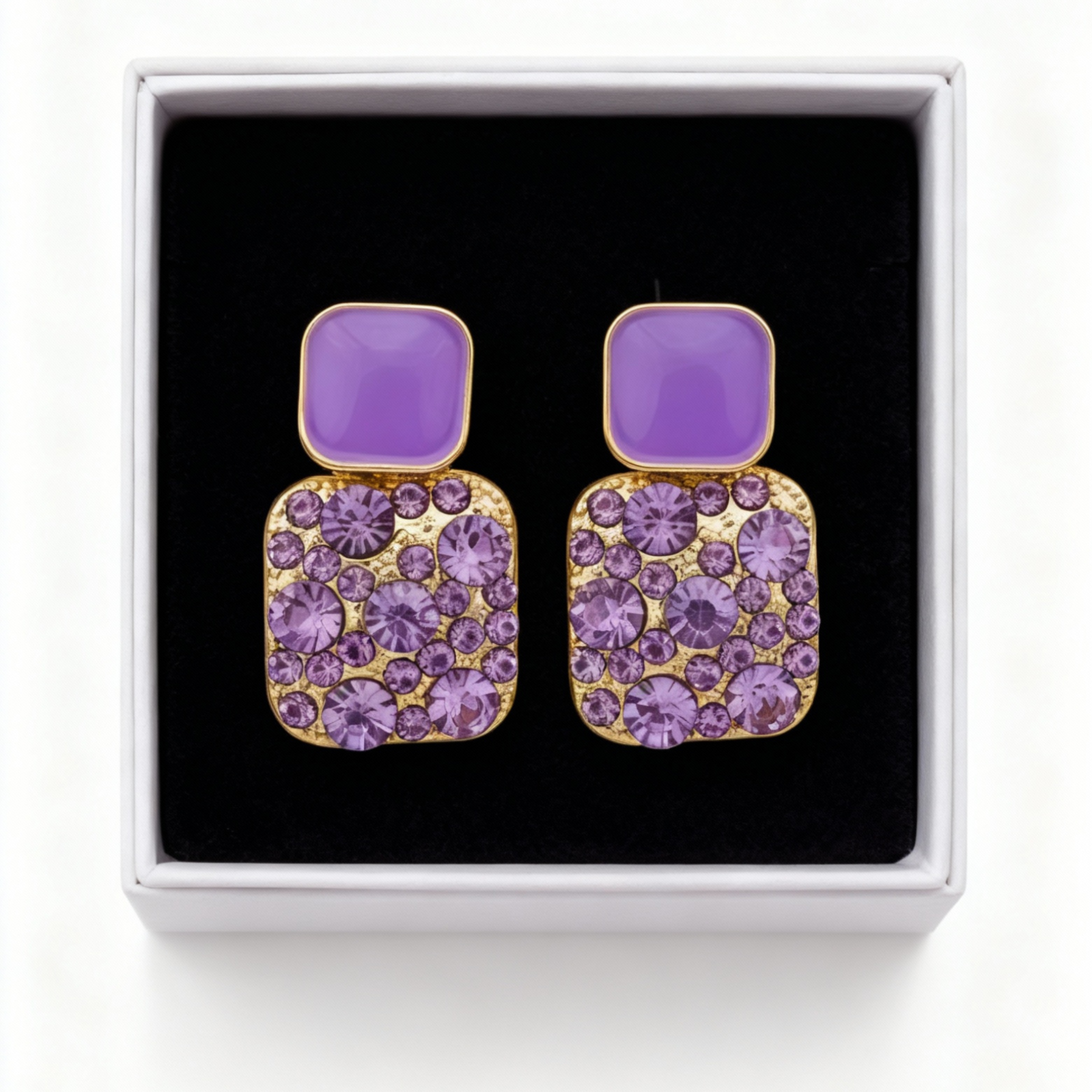 Violet Shine Statement Stud Earrings