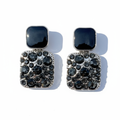 Midnight Spark Black Crystal Stud Earrings