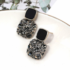 Midnight Spark Black Crystal Stud Earrings