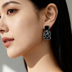 Midnight Spark Black Crystal Stud Earrings