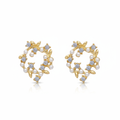 Golden Petal Pearl Wreath Earrings