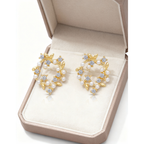Golden Petal Pearl Wreath Earrings