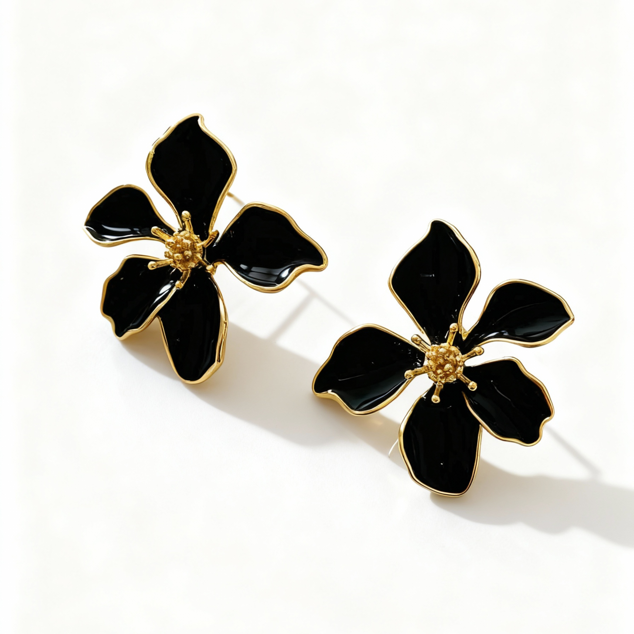 Noir Blossom Bold Flower Stud Earrings