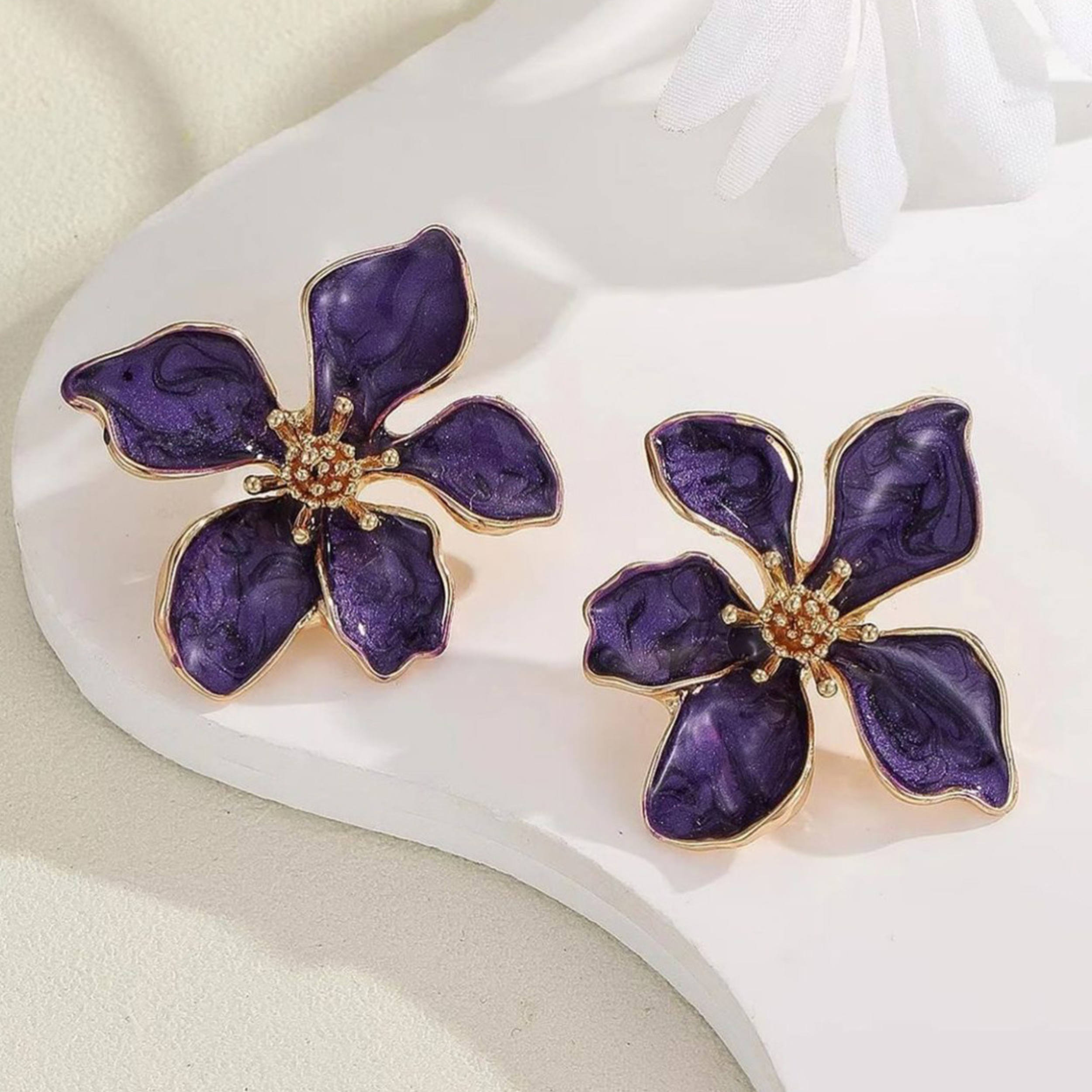Amethyst Petal Luxe Floral Stud Earrings