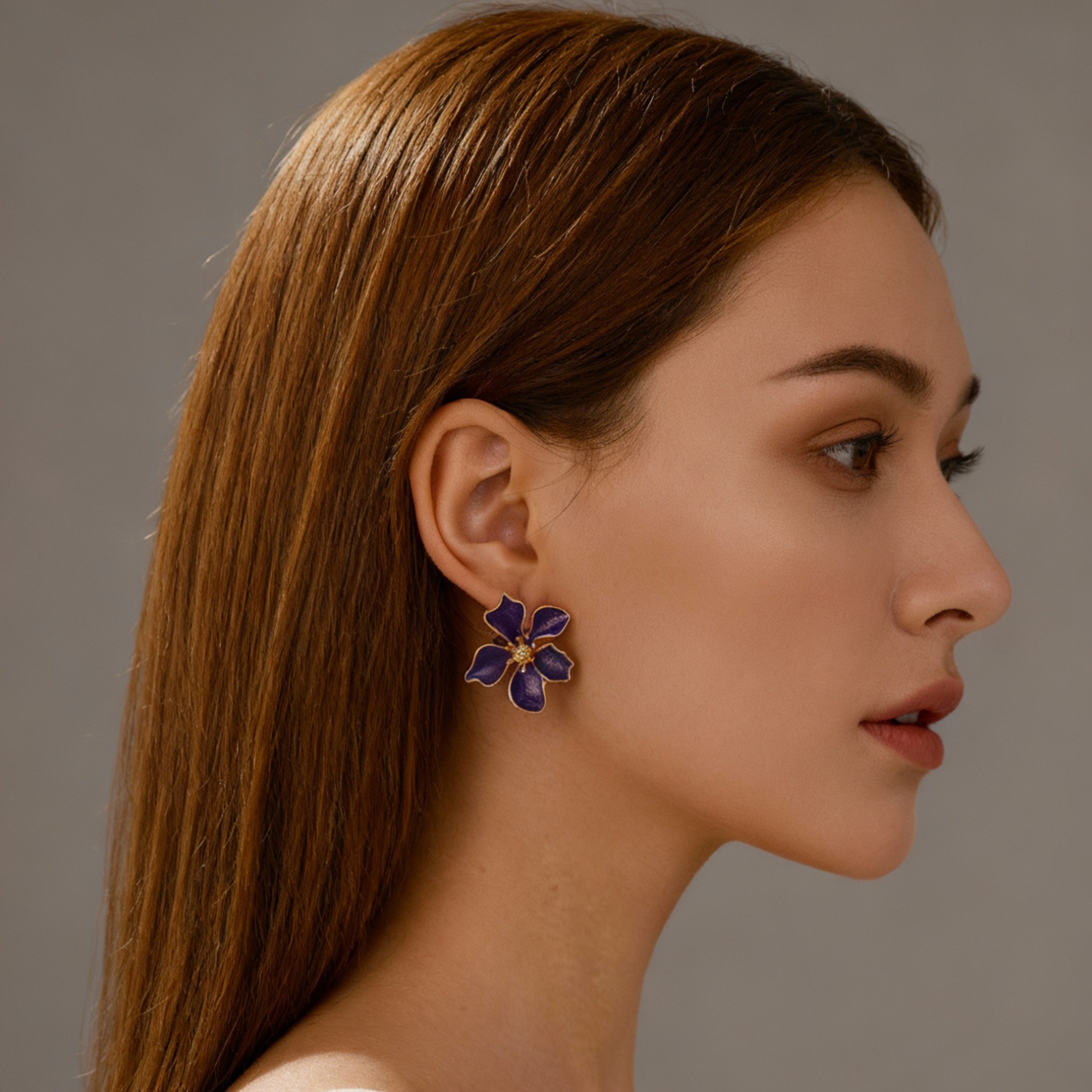 Amethyst Petal Luxe Floral Stud Earrings