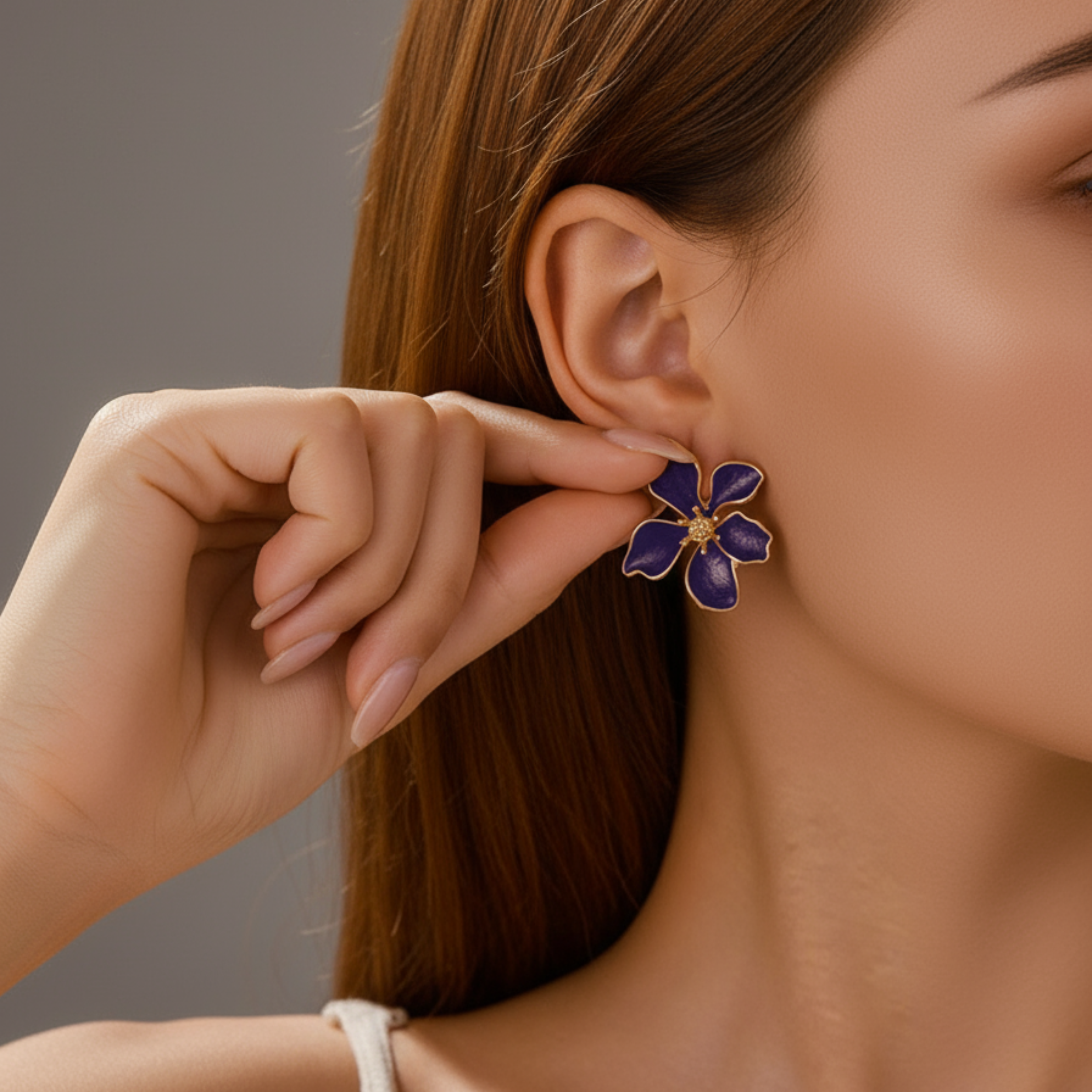 Amethyst Petal Luxe Floral Stud Earrings