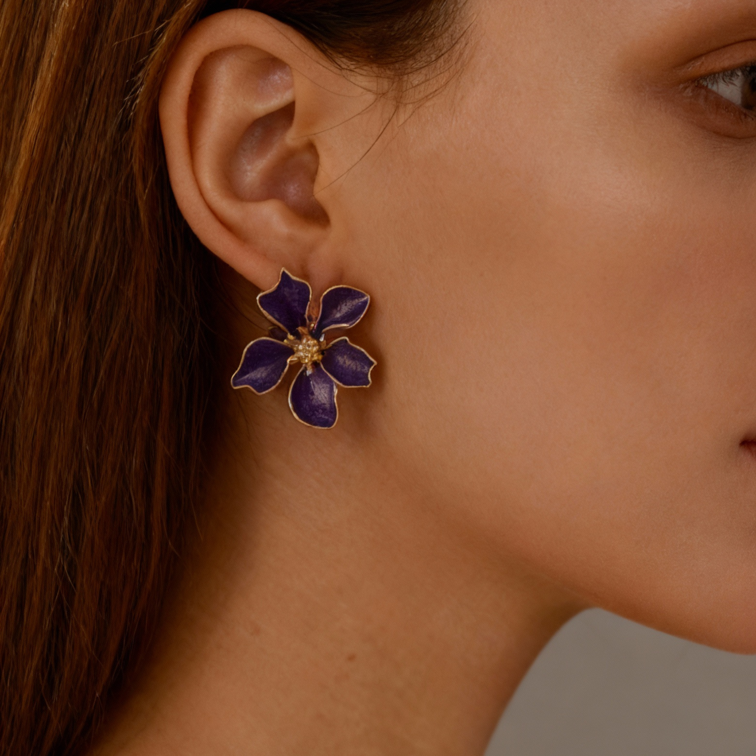 Amethyst Petal Luxe Floral Stud Earrings