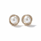 Eternal Pearl Halo Stud Earrings