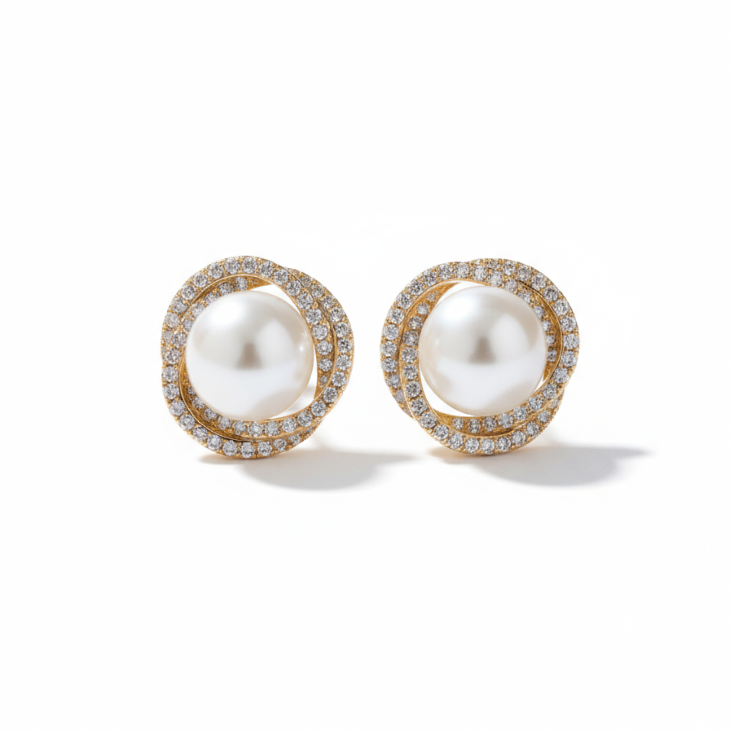 Eternal Pearl Halo Stud Earrings