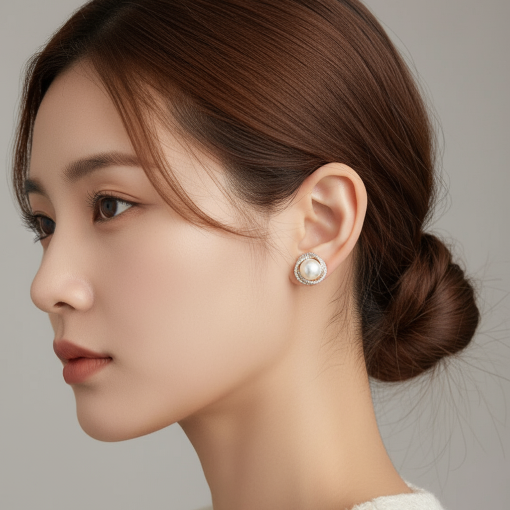 Eternal Pearl Halo Stud Earrings